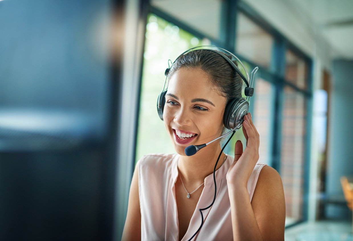 Operator on the phone helping a volunteer manager